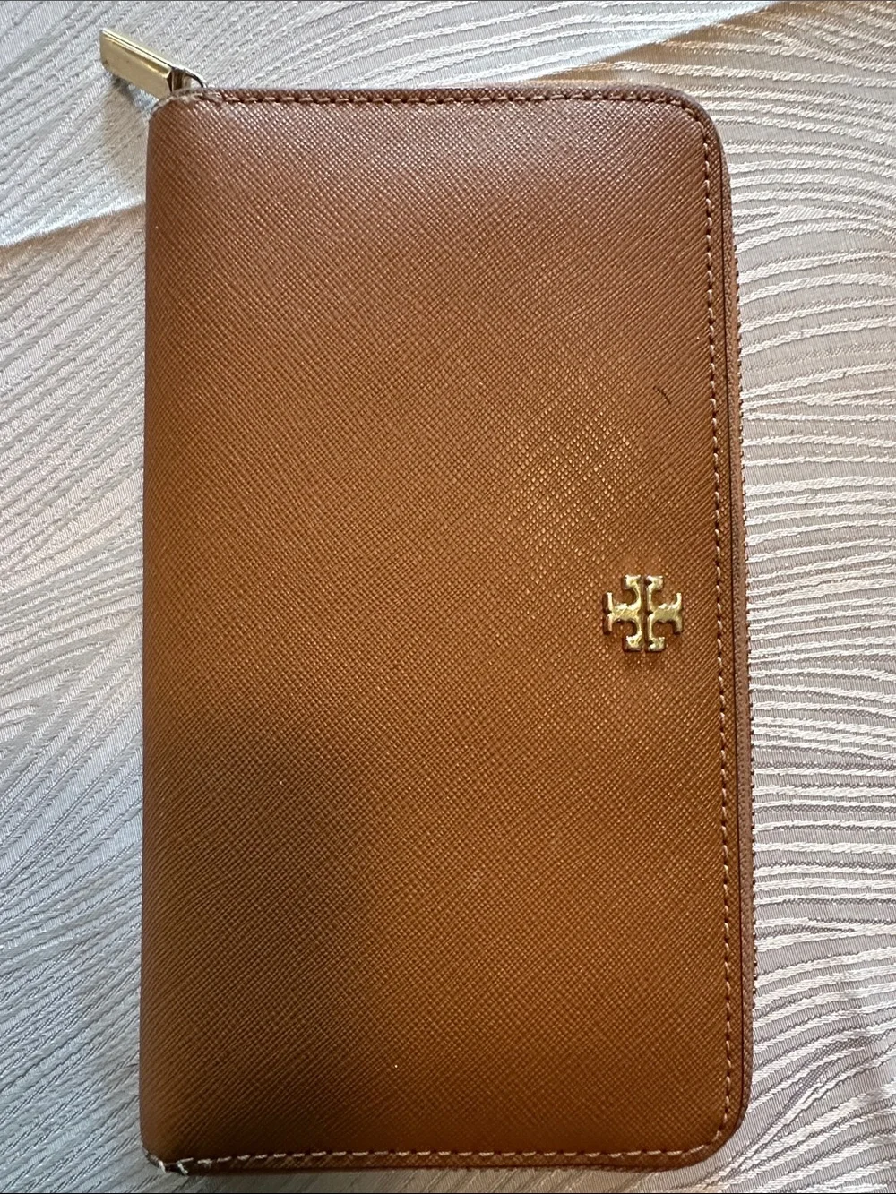 Tory Burch Cognac Leather Tote with Zip Wallet